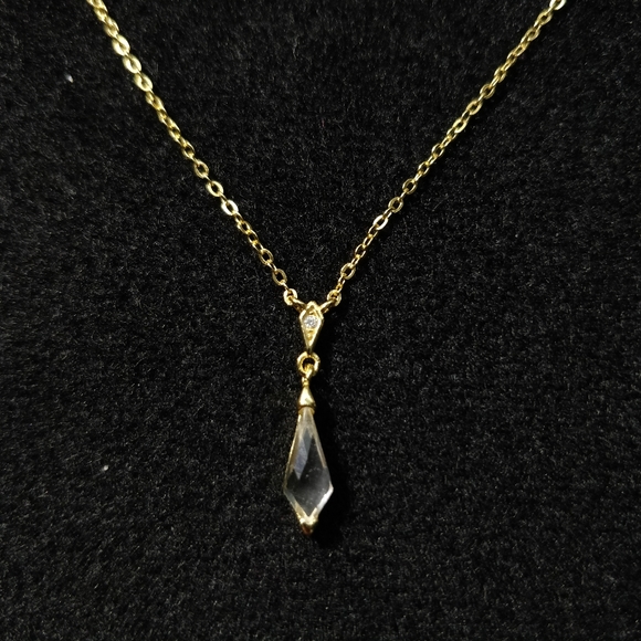 NEW 14K GOLD PLATED 925 STERLING SILVER CLEAR CRYSTAL NECKLACE